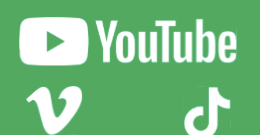 YouTube, Vimeo and TikTok logos