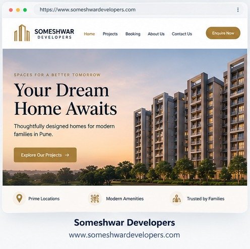 Someshwar Developers website header and hero preview